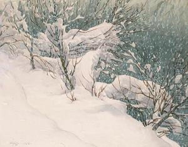 Christmas In Yosemite Oil Painting by Gunnar Mauritz Widforss