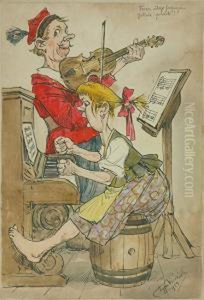 Wiejskie Muzykowanie Oil Painting by Zygmunt Wierciak