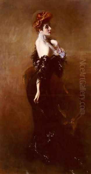 Portrait Of Madame Pages In Evening Dress Oil Painting by Giovanni Boldini
