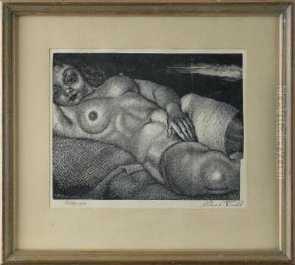 Lamav Akt Kanepiriidel Oil Painting by Eduard Wiiralt