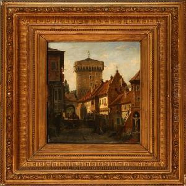 Streetscene From Germany Oil Painting by Christian Wilberg