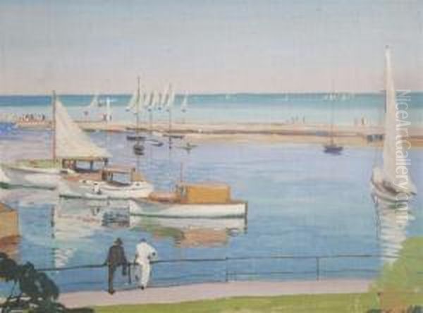 Wilmette Harbor Oil Painting by Tom Milton Wilder