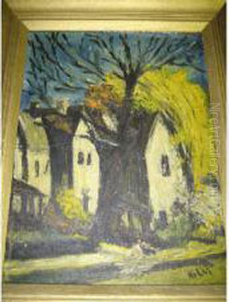 Autumn Street Scene Oil Painting by Tom Milton Wilder