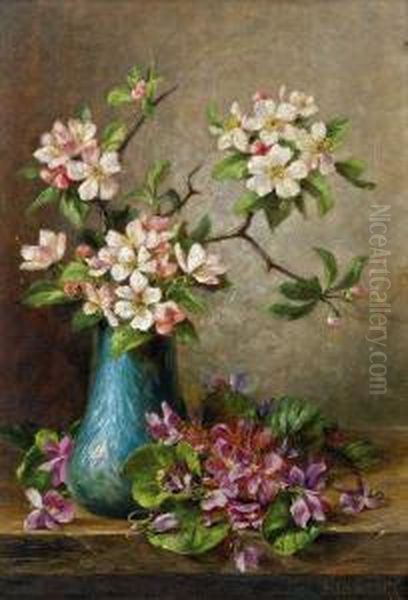 Apfelbluten In Vase Oil Painting by Paula Wildhack