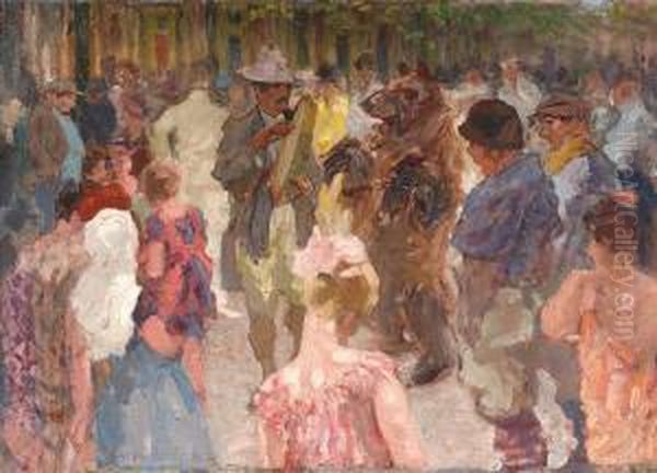 A Pleasant Day On The Square Oil Painting by Ferdinand Abraham Isaac Wilhelm