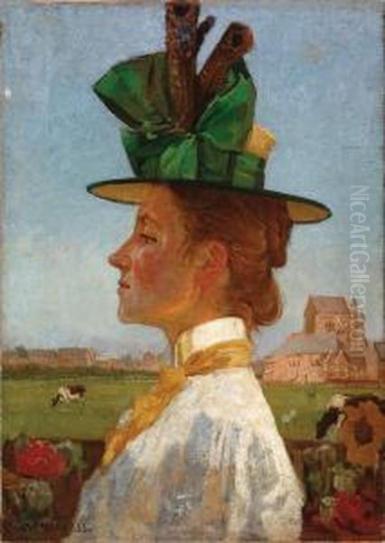 Portrait Of My Wife Oil Painting by Ferdinand Abraham Isaac Wilhelm