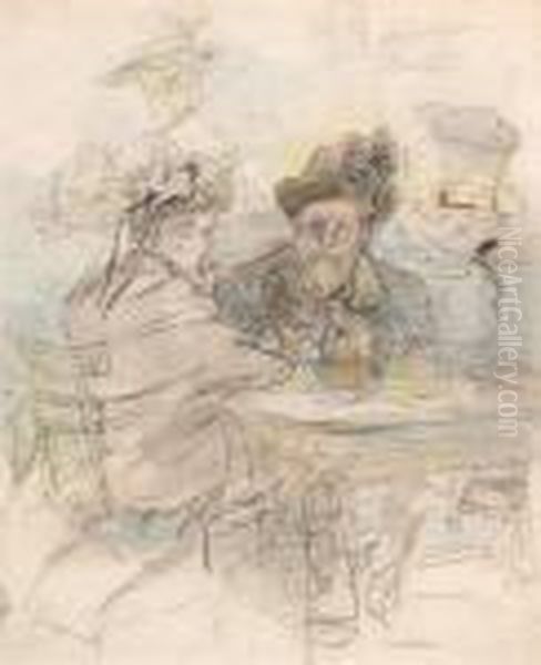 Tirolians In Berlin Oil Painting by Ferdinand Abraham Isaac Wilhelm