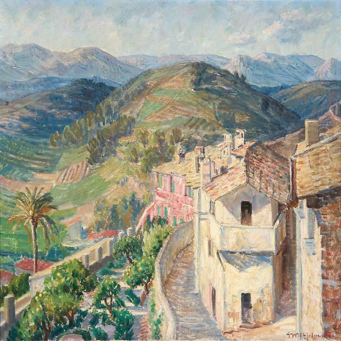 View Of Cannes In France Oil Painting by Johannes Martin Fastings Wilhjelm