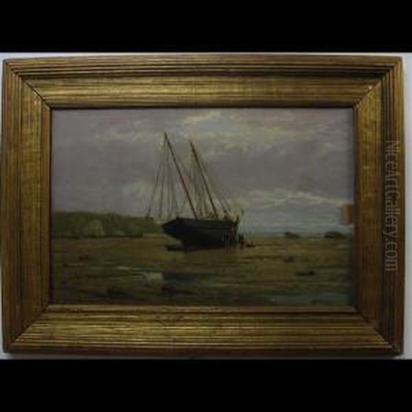 Fisherfolk On The Beach Oil Painting by John B. Wilkinson