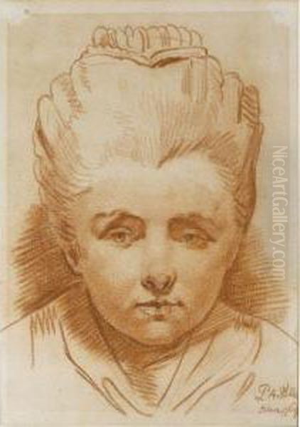 Bust-length Portrait Of A Young Girl Oil Painting by Pierre-Alexandre Wille