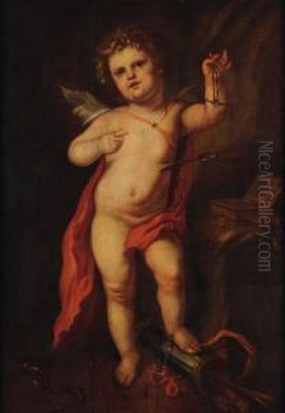 L'amour Pesant La Fleche Oil Painting by Thomas Willeboirts Bosschaert