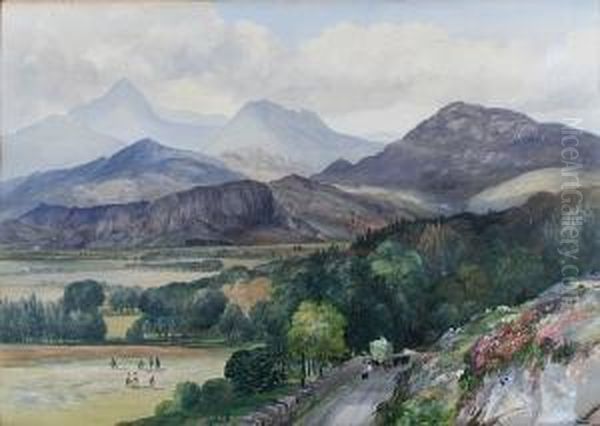 Snowdon From Between Bedgellert Andtanny-bwlch Oil Painting by Caroline Williams
