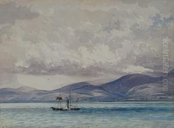 View Of Penmaen Mawr From Beaumaris, Anglesey Oil Painting by Caroline Williams
