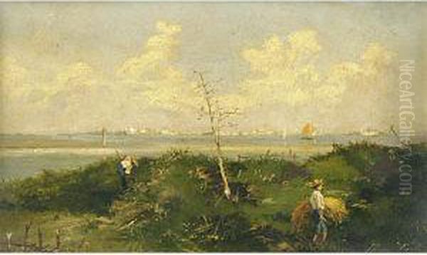 Contadini Con Venezia Sullo Sfondo Oil Painting by Caroline Williams