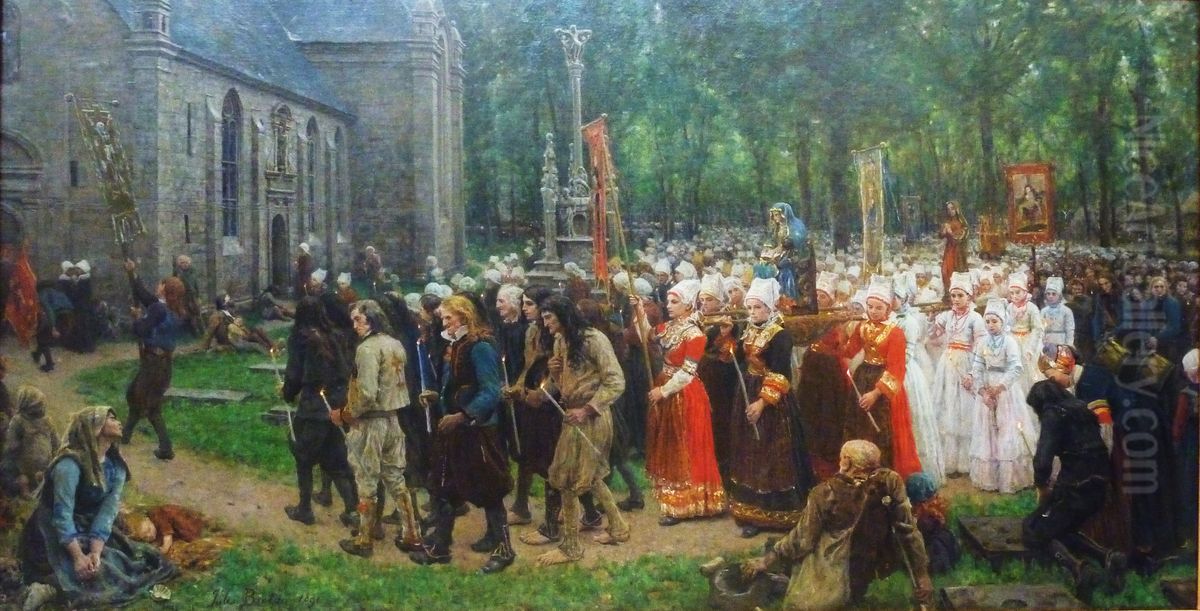 Le Pardon De Kergoat Oil Painting by Jules Breton