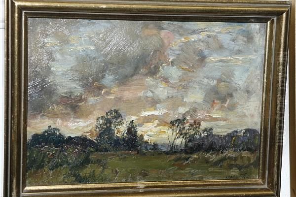A Wooded Landscape Oil Painting by Henry Mitton Wilson