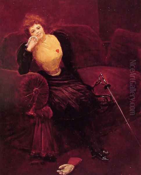 Une escrimeuse (A Swordswoman) (or Woman fencer) Oil Painting by Jean-Georges Beraud