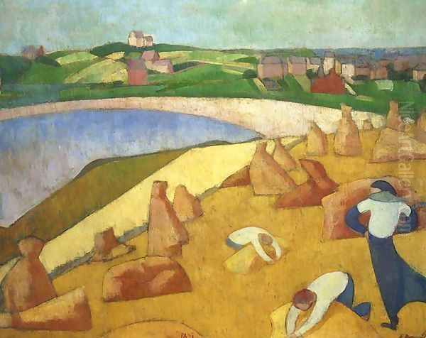 Harvest by the Sea Oil Painting by Emile Bernard