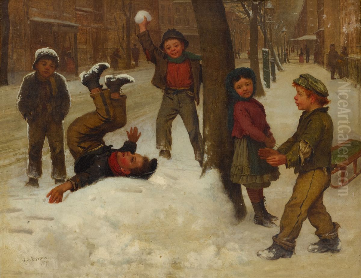 Winter Games Oil Painting by John George Brown