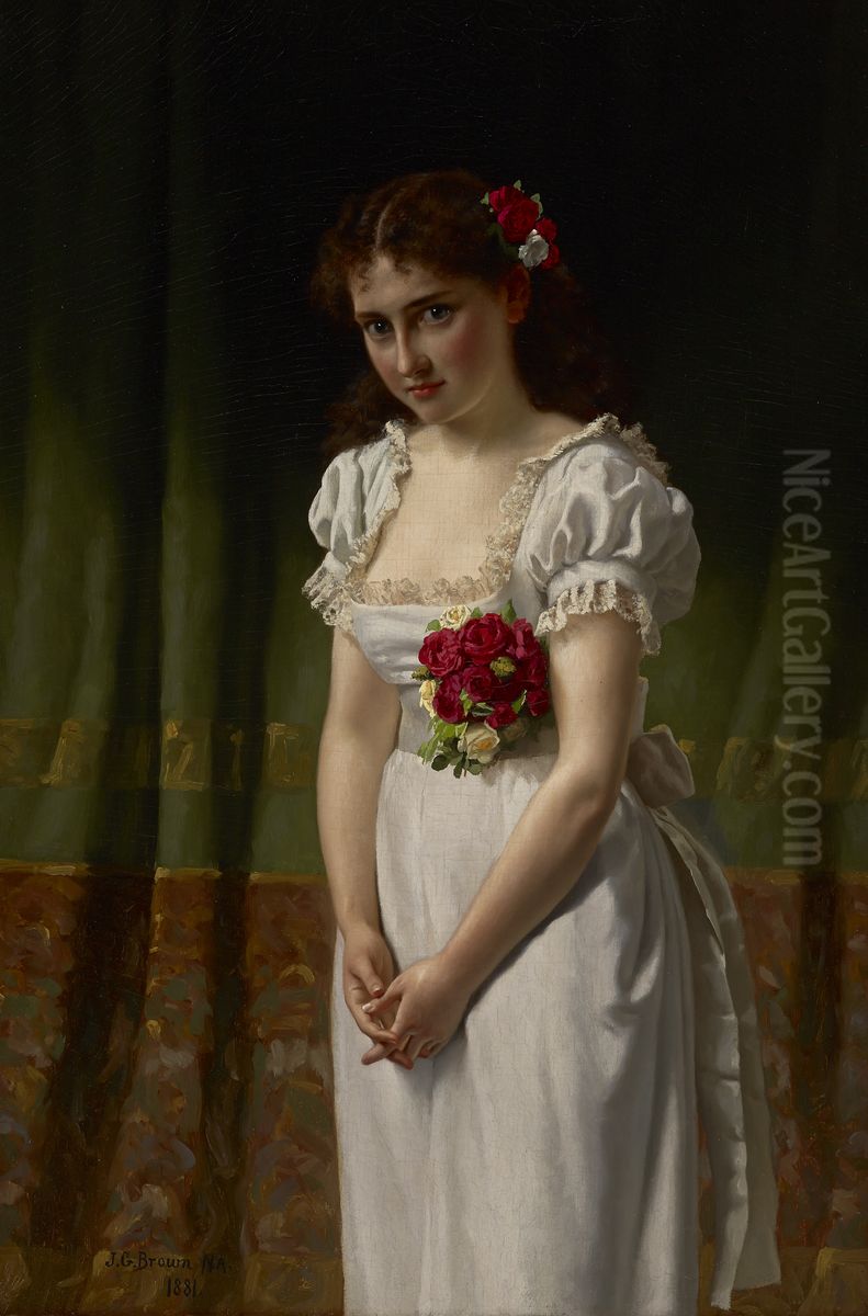 Meditation Oil Painting by John George Brown