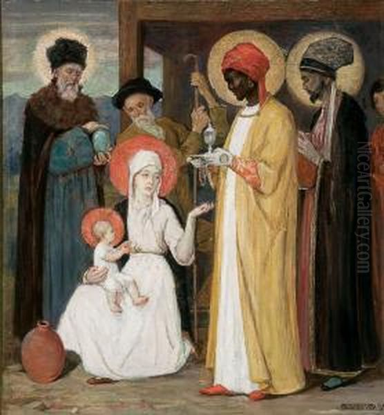 Adoration Of The Magi Oil Painting by Friedrich Wirnhier