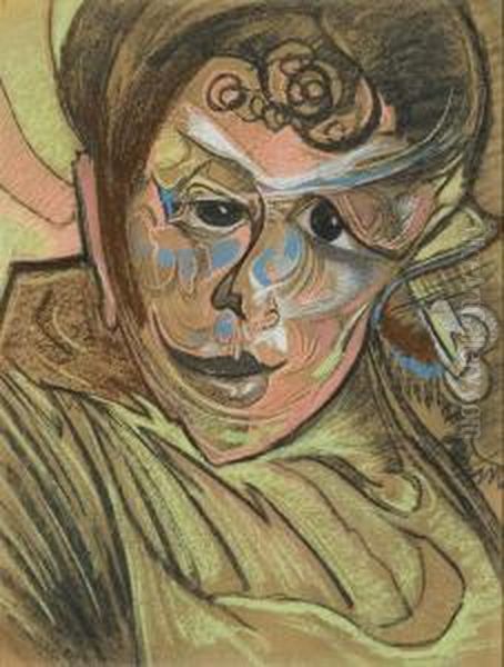 Portrait Of Anna Sinko Oil Painting by Stanislaw Ignacy Witkiewicz (Witkacy)