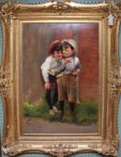 Young Boys Eating Cherries Oil Painting by Karl Witkowski