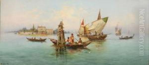 Pleasure Boats In The Grand Canal, Venice Oil Painting by O. Witte