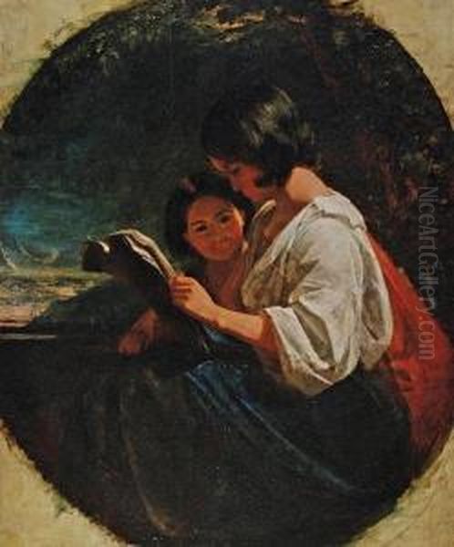 Dziewczynki Czytajace Oil Painting by Wivell, Abraham