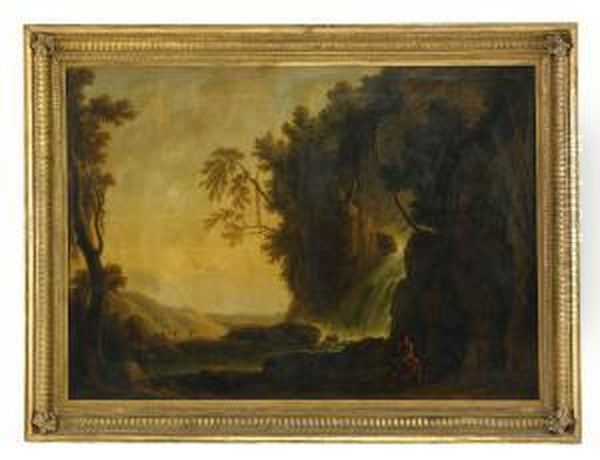 Pastoralt Landskap Med Profet I Forgrunden Oil Painting by Caspar Wolf