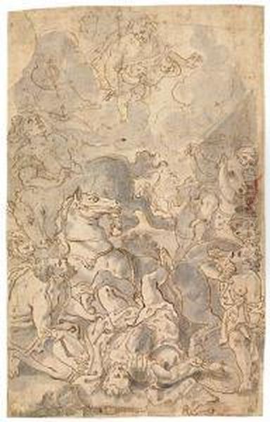 The Conversion Of St. Paul.<</b&gt Oil Painting by Andreas Wolff