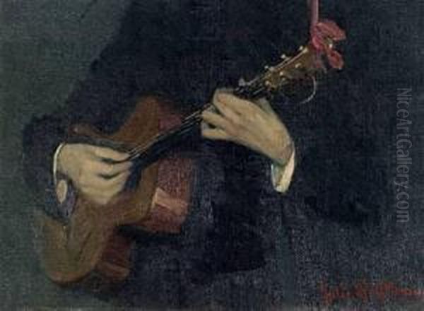 Gitarrenspiel Oil Painting by Julie Wolfthorn