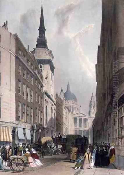 St. Paul's from Ludgate Hill, 1842 Oil Painting by Thomas Shotter Boys