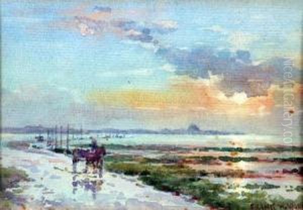 Seaweed Gatherers Returning Home Oil Painting by Frank Watson Wood