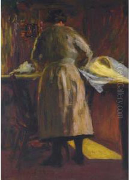 Ironing Oil Painting by William John Wood
