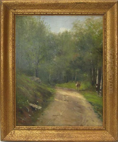 Oil On Canvas Country Landscape, 18by 14 Inches, Framed. Est. $300-500 Oil Painting by Hartwell Leon Woodcock