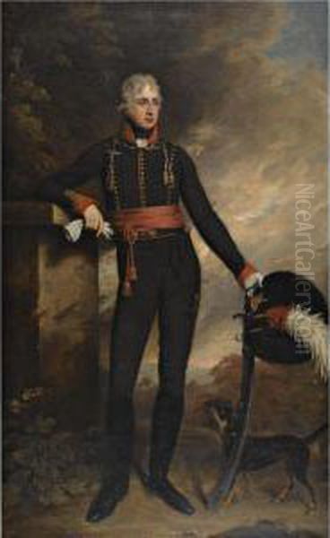 Portrait Of Charles Lord Bruce, Later 1st Marquess Of Ailesbury (1773-1856) Wearing A Uniform Of The Wiltshire Yeomanry Oil Painting by Woodforde, Samuel