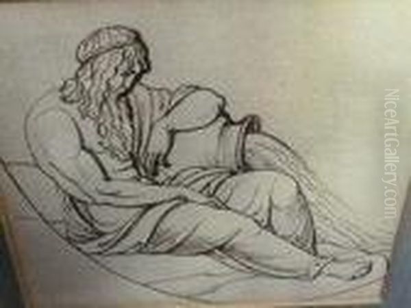 Seated Figure By An Overflowing Urn Oil Painting by Woodforde, Samuel