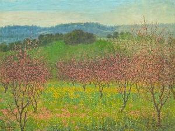 Peach Blossoms, Saratoga, California Oil Painting by Theodore Wores