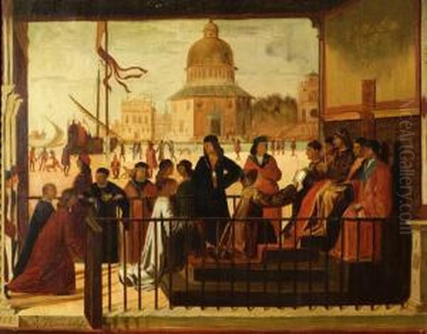 Renaissancisticscene Oil Painting by Augustinus Jacob B. Wouters