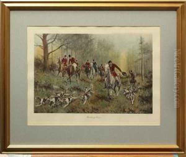 ''up A Tree'' And ''breaking Cover Oil Painting by George Hand Wright