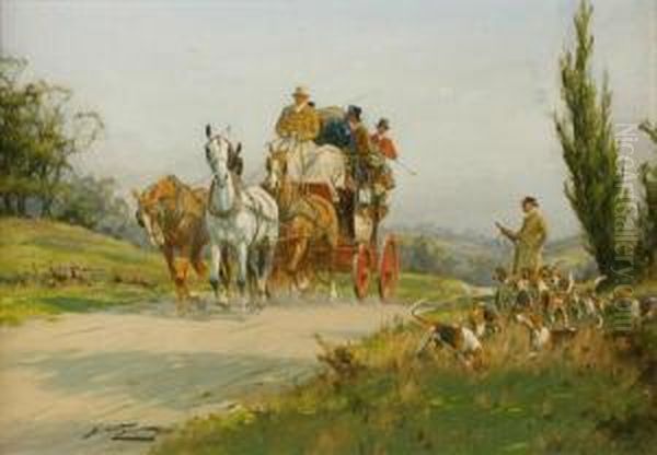 A Long Pull And A Break Oil Painting by George Hand Wright