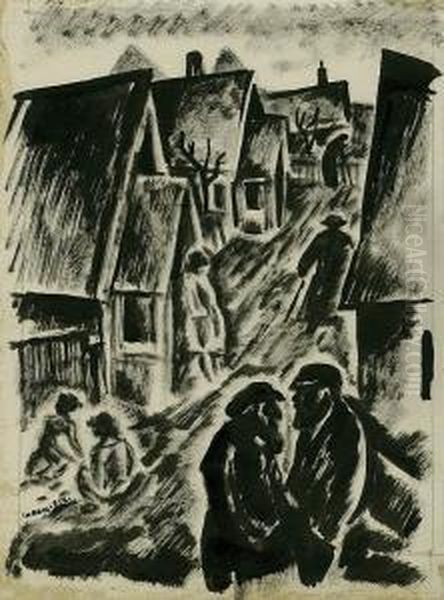 Uliczka, Lata 20. Xx Wieku Oil Painting by Jan Jerzy Wroniecki