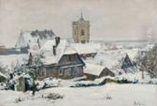 Winter Oil Painting by Fritz Wucherer