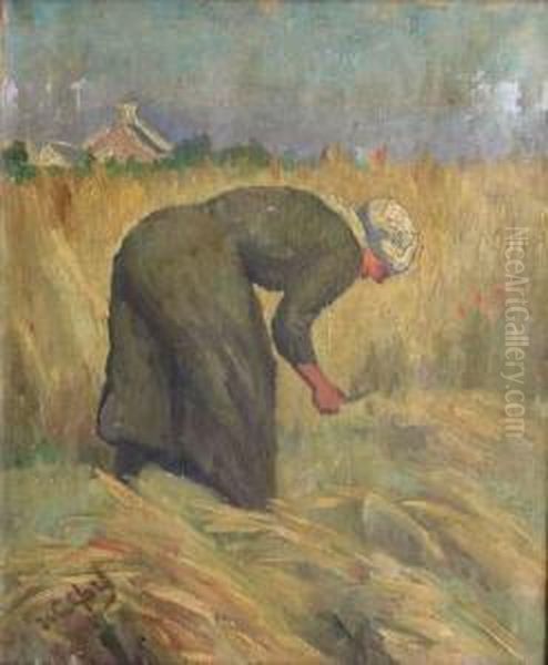 Paysanne Aux Champs Oil Painting by Max Wulfart