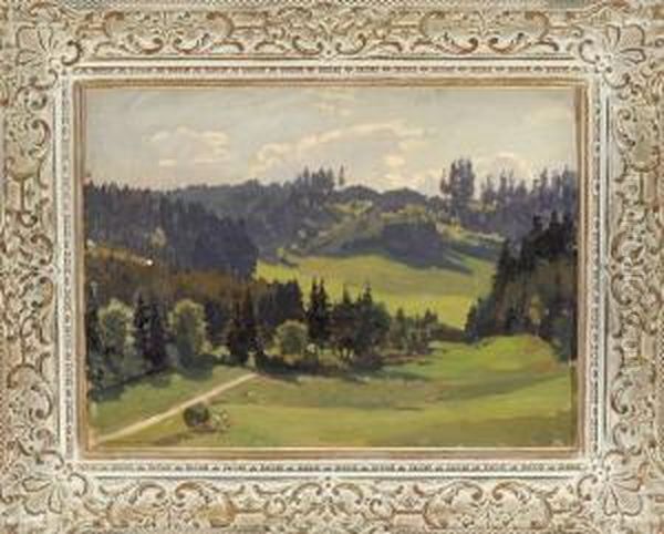 Allgauer Landschaft Oil Painting by Albert Wunderlich