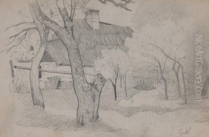 Bauerngehoft Mit Obstgarten Oil Painting by Gustav Wunderwald