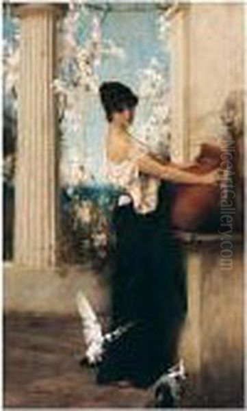 Am Brunnen (at The Well) Oil Painting by Carl Wunnenberg