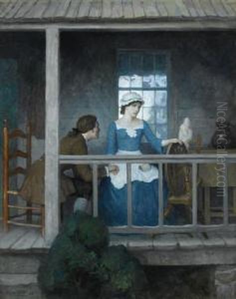 Sally Merrilee And Johnny 'i'm Glad You Think I'm Not Scared,' He Said Oil Painting by Newell Convers Wyeth