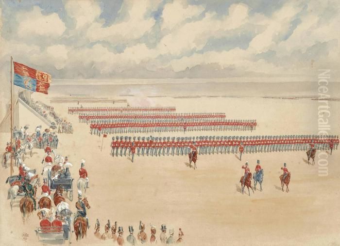 The March Past Of The Northumberland Fusiliers Oil Painting by Reginald Wymer